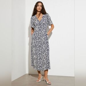 & Other Stories Blue and White Floral Midi Dress